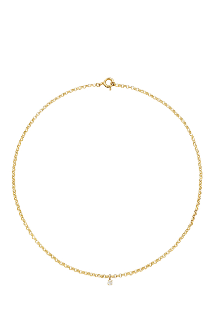 Solitaire Necklace, 18k Yellow Gold & Diamond